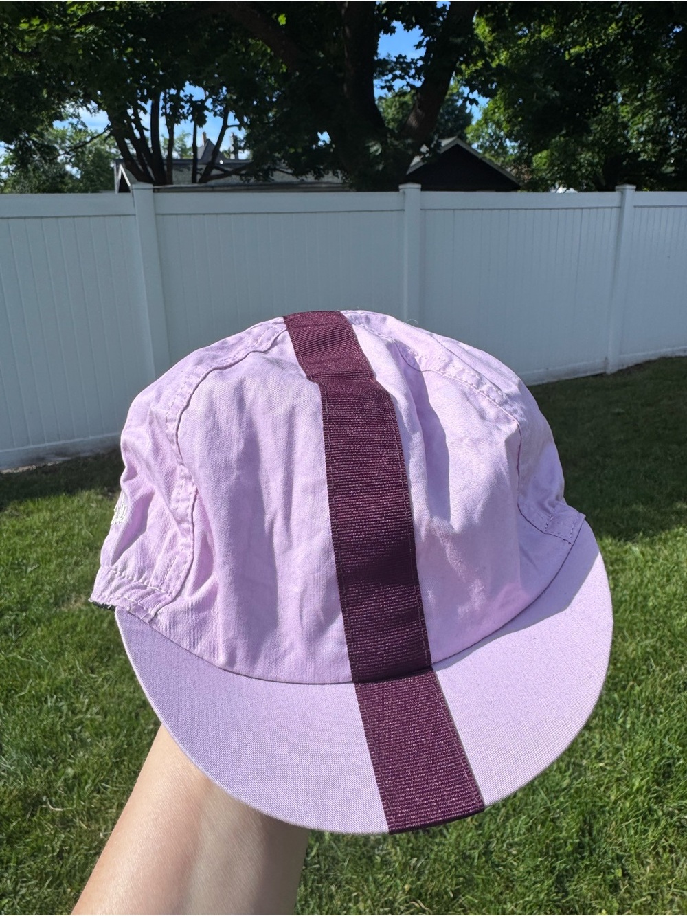Rapha Lavender Cycling Cap with Center Plum Stripe
